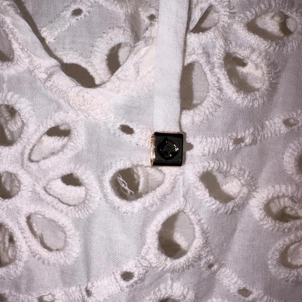 Kate Spade Eyelet Cover-Up Dress medium White NEW Balloon Sleeve Scalloped Boho